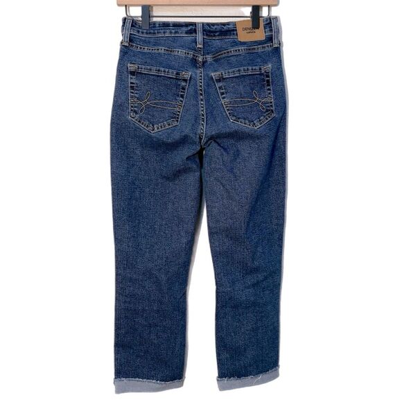 Denizen from Levi's Dark Blue Mid Rise Boyfriend Distressed Crop Jeans Women 2. - Picture 4 of 15